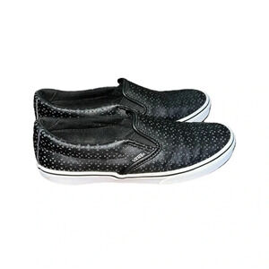 Vans Black Asher Perforated Geo Classic Slip On Size 6